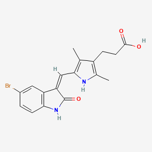 molecular formula C18H17BrN2O3 B1681165 3-[5-[(Z)-(5-bromo-2-oxo-1H-indol-3-ylidene)methyl]-2,4-dimethyl-1H-pyrrol-3-yl]propanoic acid CAS No. 251356-32-8