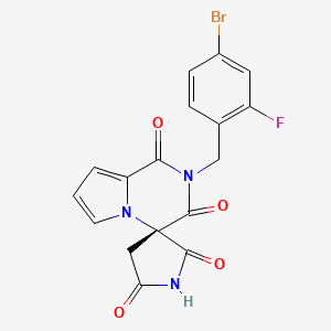 B1681197 (3S)-2'-[(4-Bromo-2-fluorophenyl)methyl]spiro[pyrrolidine-3,4'-pyrrolo[1,2-A]pyrazine]-1',2,3',5-tetrone CAS No. 147254-65-7
