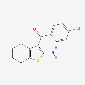 molecular formula C15H14ClNOS B1681202 (2-Amino-4,5,6,7-tetrahydrobenzo[b]thiophen-3-yl)(4-chlorophenyl)methanone CAS No. 40312-34-3