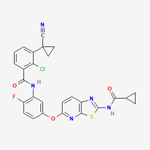 molecular formula C27H19ClFN5O3S B1681213 2-Chloro-3-(1-Cyanocyclopropyl)-N-[5-({2-[(Cyclopropylcarbonyl)amino][1,3]thiazolo[5,4-B]pyridin-5-Yl}oxy)-2-Fluorophenyl]benzamide CAS No. 1125632-93-0