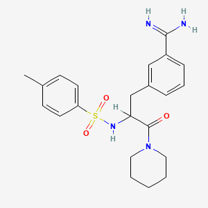molecular formula C22H28N4O3S B1681239 Piperidine, 1-(3-(3-(aminoiminomethyl)phenyl)-2-(((4-methylphenyl)sulfonyl)amino)-1-oxopropyl)- CAS No. 73438-63-8