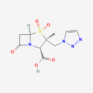 molecular formula C10H12N4O5S B1681243 (3S)-3-methyl-4,4,7-trioxo-3-(triazol-1-ylmethyl)-4λ6-thia-1-azabicyclo[3.2.0]heptane-2-carboxylic acid CAS No. 89786-04-9