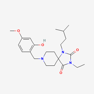 molecular formula C22H33N3O4 B1681248 3-Ethyl-8-[(2-hydroxy-4-methoxyphenyl)methyl]-1-(3-methylbutyl)-1,3,8-triazaspiro[4.5]decane-2,4-dione CAS No. 1067064-50-9