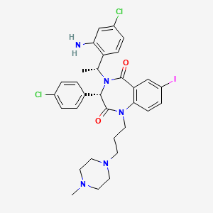 molecular formula C31H34Cl2IN5O2 B1681250 (3S)-4-[(1R)-1-(2-amino-4-chlorophenyl)ethyl]-3-(4-chlorophenyl)-7-iodo-1-[3-(4-methylpiperazin-1-yl)propyl]-3H-1,4-benzodiazepine-2,5-dione CAS No. 787632-66-0