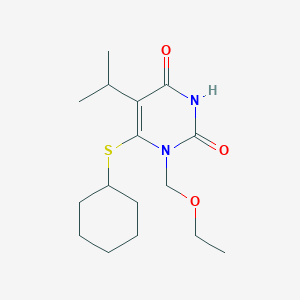 molecular formula C16H26N2O3S B1681325 6-(cyclohexylsulfanyl)-1-(ethoxymethyl)-5-(1-methylethyl)pyrimidine-2,4(1H,3H)-dione CAS No. 251481-69-3