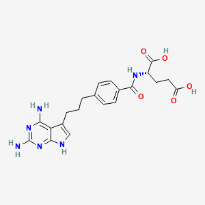 molecular formula C21H24N6O5 B1681327 N-(4-(3-(2,4-Diamino-7H-pyrrolo(2,3-d)pyrimidin-5-yl)propyl)benzoyl)glutamic acid CAS No. 125991-51-7