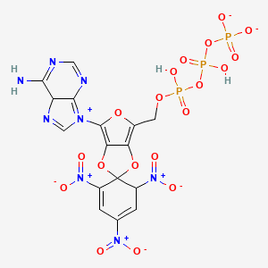 molecular formula C40H77N12O19P3 B1681329 [[[4'-(6-amino-5H-purin-9-ium-9-yl)-1,3,5-trinitrospiro[cyclohexa-1,3-diene-6,2'-furo[3,4-d][1,3]dioxole]-6'-yl]methoxy-hydroxyphosphoryl]oxy-hydroxyphosphoryl] phosphate CAS No. 61368-63-6
