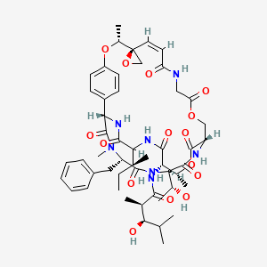 (2R,3R)-N-[(1S,7R,8S,9Z,17S,20R,21S,29S,32R)-29-Benzyl-24-[(2S)-butan-2-yl]-32-[(1R)-1-hydroxyethyl]-7,20,28-trimethyl-11,14,18,22,25,27,30,33-octaoxospiro[6,15,19-trioxa-12,23,26,28,31,34-hexazatricyclo[15.9.8.22,5]hexatriaconta-2(36),3,5(35),9-tetraene-8,2'-oxirane]-21-yl]-3-hydroxy-2,4-dimethylpentanamide