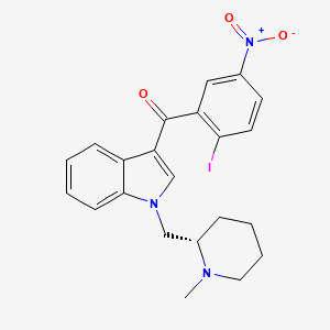 molecular formula C22H22IN3O3 B1681418 Methanone, (2-iodo-5-nitrophenyl)(1-(((2S)-1-methyl-2-piperidinyl)methyl)-1H-indol-3-yl)- CAS No. 444912-53-2