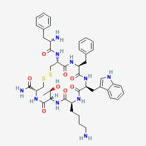 B1681432 (4R,7S,10S,13S,16S,19R)-10-(4-aminobutyl)-19-[[(2S)-2-amino-3-phenylpropanoyl]amino]-16-benzyl-7-[(1R)-1-hydroxyethyl]-13-(1H-indol-3-ylmethyl)-6,9,12,15,18-pentaoxo-1,2-dithia-5,8,11,14,17-pentazacycloicosane-4-carboxamide CAS No. 79486-60-5