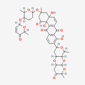 B1681452 9-(5,14-Dimethyl-6-oxo-2,4,9,13-tetraoxatricyclo[8.4.0.03,8]tetradecan-12-yl)-4a,8,12b-trihydroxy-3-methyl-3-[6-methyl-5-[(6-methyl-5-oxo-2H-pyran-2-yl)oxy]oxan-2-yl]oxy-2,4-dihydrobenzo[a]anthracene-1,7,12-trione CAS No. 99260-67-0