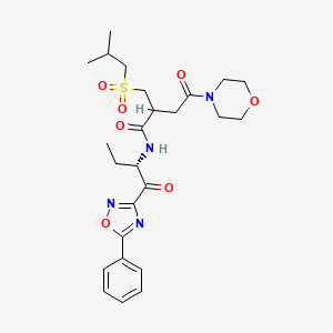 molecular formula C25H34N4O7S B1681455 4-Morpholinebutanamide, alpha-(((2-methylpropyl)sulfonyl)methyl)-gamma-oxo-N-((1S)-1-((5-phenyl-1,2,4-oxadiazol-3-yl)carbonyl)propyl)- CAS No. 537706-31-3