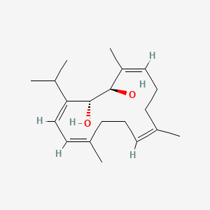 molecular formula C20H32O2 B1681463 (1R,2R,3Z,5Z,9Z,13Z)-6,10,14-trimethyl-3-propan-2-ylcyclotetradeca-3,5,9,13-tetraene-1,2-diol CAS No. 72629-68-6