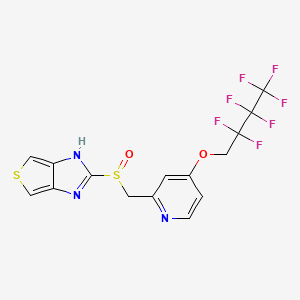molecular formula C3F7CH2OC5H3NCH2S(=O)C5H3N2S<br>C15H10F7N3O2S2 B1681486 Saviprazole CAS No. 121617-11-6