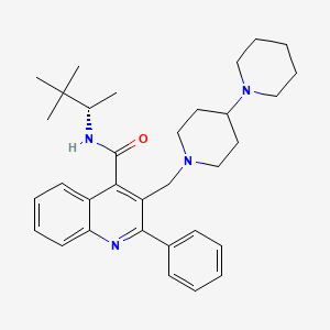 molecular formula C33H44N4O B1681498 N-[(2S)-3,3-dimethylbutan-2-yl]-2-phenyl-3-[(4-piperidin-1-ylpiperidin-1-yl)methyl]quinoline-4-carboxamide 