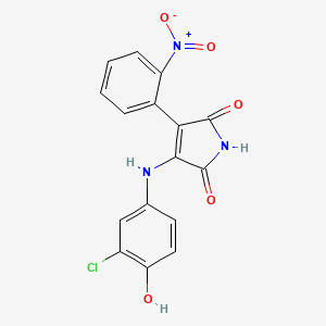 molecular formula C16H10ClN3O5 B1681499 3-(3-氯-4-羟基苯胺基)-4-(4-硝基苯基)-1H-吡咯-2,5-二酮 CAS No. 264218-23-7