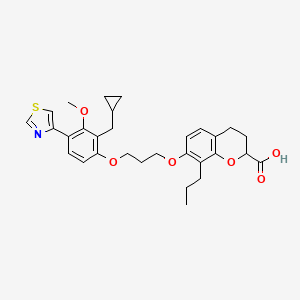 molecular formula C30H35NO6S B1681512 7-(3-(3-Methoxy-2-(cyclopropylmethyl)-4-(4-thiazolyl)phenoxy)propoxy)-3,4-dihydro-8-propyl-2H-1-benzopyran-2-carboxylic acid CAS No. 138828-39-4