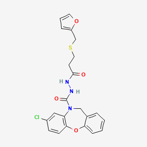 molecular formula C22H20ClN3O4S B1681515 8-氯代二苯并[b,f][1,4]恶氮杂卓-10(11H)-甲酸2-[3-[(2-呋喃甲基)硫]-1-氧代丙基]肼基 CAS No. 146032-79-3