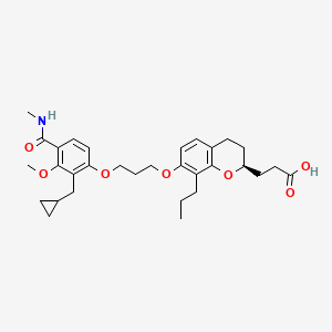 B1681517 3-[(2S)-7-[3-[2-(cyclopropylmethyl)-3-methoxy-4-(methylcarbamoyl)phenoxy]propoxy]-8-propyl-3,4-dihydro-2H-chromen-2-yl]propanoic acid CAS No. 153633-01-3