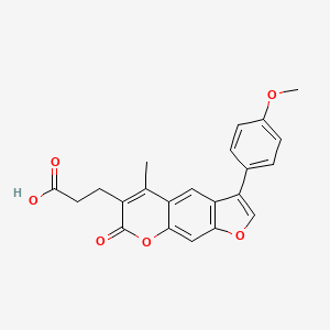 B1681520 3-(3-(4-methoxyphenyl)-5-methyl-7-oxo-7H-furo[3,2-g]chromen-6-yl)propanoic acid CAS No. 777857-56-4
