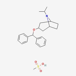 molecular formula C24H33NO4S B1681529 3-(Diphenylmethoxy)-8-isopropyl-8-azoniabicyclo[3.2.1]octane methanesulphonate CAS No. 17616-19-2