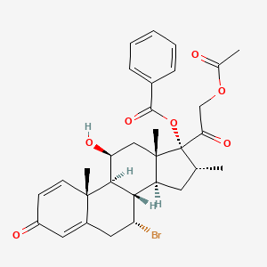 molecular formula C31H35BrO7 B1681532 [(7R,8S,9S,10R,11S,13S,14S,16R,17R)-17-(2-acetyloxyacetyl)-7-bromo-11-hydroxy-10,13,16-trimethyl-3-oxo-7,8,9,11,12,14,15,16-octahydro-6H-cyclopenta[a]phenanthren-17-yl] benzoate CAS No. 67212-62-8