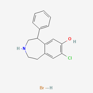 molecular formula C16H17BrClNO B1681534 1H-3-Benzazepin-7-ol, 8-chloro-2,3,4,5-tetrahydro-5-phenyl-, hydrobromide CAS No. 90955-43-4
