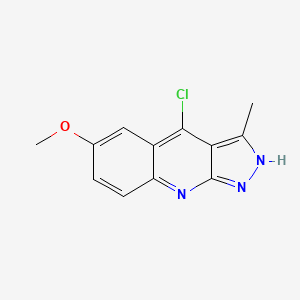 molecular formula C12H10ClN3O B1681540 4-Chloro-6-methoxy-3-methyl-1H-pyrazolo[3,4-b]quinoline CAS No. 112446-99-8