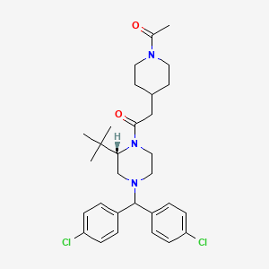 molecular formula C30H39Cl2N3O2 B1681543 2-(1-Acetyl-4-piperidinyl)-1-[(2S)-4-[bis(4-chlorophenyl)methyl]-2-(1,1-dimethylethyl)-1-piperazinyl]-ethanone CAS No. 502628-66-2