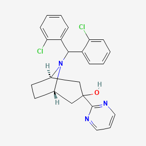 molecular formula C24H23Cl2N3O B1681544 8-Azabicyclo(3.2.1)octan-3-ol, 8-(bis(2-chlorophenyl)methyl)-3-(2-pyrimidinyl)- CAS No. 524019-25-8