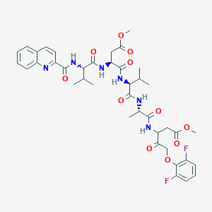 Methyl-(3S)-5-(2,6-difluorophenoxy)-3-((((4-methoxy-4-oxo-butanoyl)-(3-methylbutanoyl-(quinoline-2-carbonylamino)amino)amino)-(3-methylbutanoyl)amino)-propanoyl-amino)-4-oxo-pentanoate