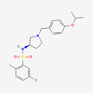molecular formula C21H27FN2O3S B1681656 (R)-5-Fluoro-N-(1-(4-isopropoxybenzyl)pyrrolidin-3-yl)-2-methylbenzenesulfonamide CAS No. 1000592-48-2
