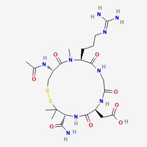 B1681685 2-[(4R,7S,13S,16R)-16-acetamido-4-carbamoyl-13-[3-(diaminomethylideneamino)propyl]-3,3,14-trimethyl-6,9,12,15-tetraoxo-1,2-dithia-5,8,11,14-tetrazacycloheptadec-7-yl]acetic acid CAS No. 126053-71-2