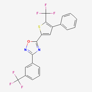 molecular formula C20H10F6N2OS B1681742 5-[4-Phenyl-5-(trifluoromethyl)-2-thienyl]-3-[3-(trifluoromethyl)phenyl]-1,2,4-oxadiazole CAS No. 256414-75-2