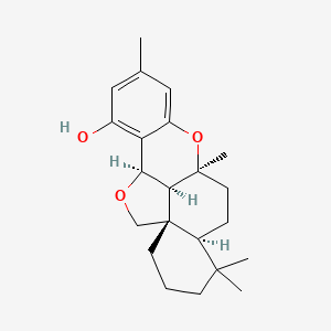 molecular formula C22H30O3 B1681749 4,4,6a,9-Tetramethyl-1,2,3,4,4a,5,6,6a,11b,13b-decahydrobenzo[a]furo[2,3,4-mn]xanthen-11-ol CAS No. 22733-60-4
