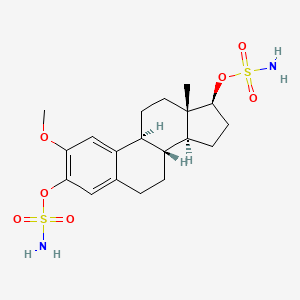 molecular formula C19H28N2O7S2 B1681772 (9beta,13alpha,14beta,17alpha)-2-Methoxyestra-1,3,5(10)-Triene-3,17-Diyl Disulfamate CAS No. 401600-86-0