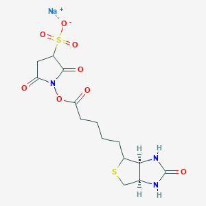 molecular formula C14H18N3NaO8S2 B1681786 (+)-biotin-3-sulfo-n-hydroxysuccinimide ester sodium salt CAS No. 119616-38-5