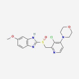 molecular formula C18H19ClN4O3S B1681804 2-(((3-Chloro-4-morpholino-2-pyridyl)methyl)sulfinyl)-5-methoxy-(1H)-benzimidazole CAS No. 103949-62-8