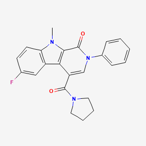 Pyrrolidine, 1-((6-fluoro-2,9-dihydro-9-methyl-1-oxo-2-phenyl-1H-pyrido(3,4-b)indol-4-yl)carbonyl)-