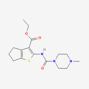 molecular formula C16H23N3O3S B1681840 ethyl 2-[(4-methylpiperazine-1-carbonyl)amino]-5,6-dihydro-4H-cyclopenta[b]thiophene-3-carboxylate CAS No. 903864-87-9