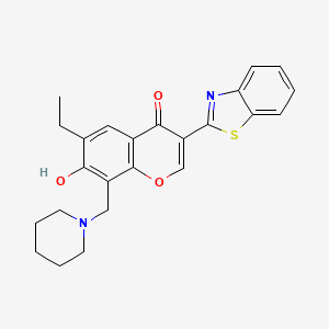 B1681852 3-(benzo[d]thiazol-2-yl)-6-ethyl-7-hydroxy-8-(piperidin-1-ylmethyl)-4H-chromen-4-one CAS No. 222716-34-9