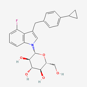 molecular formula C24H26FNO5 B1681866 3-(4-Cyclopropylbenzyl)-4-fluoroindole-N-glucoside CAS No. 1003005-29-5