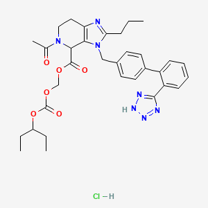 molecular formula C33H40ClN7O6 B1681867 (((pentan-3-yloxy)carbonyl)oxy)methyl 3-((2'-(1H-tetrazol-5-yl)-[1,1'-biphenyl]-4-yl)methyl)-5-acetyl-2-propyl-4,5,6,7-tetrahydro-3H-imidazo[4,5-c]pyridine-4-carboxylate hydrochloride CAS No. 190602-72-3