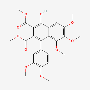 molecular formula C25H26O10 B1681868 1-(3,4-Dimethoxyphenyl)-2,3-bis(methoxycarbonyl)-4-hydroxy-6,7,8-trimethoxynaphthalene CAS No. 104756-72-1