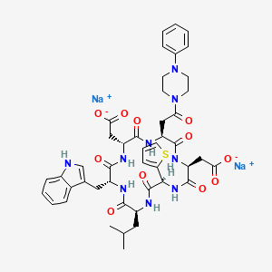 molecular formula C45H51N9Na2O11S B1681880 Cyclo(D-alpha-aspartyl-3-((4-phenylpiperazin-1-yl)carbonyl)-L-alanyl-L-alpha-aspartyl-D-2-(2-thienyl)glycyl-L-leucyl-D-tryptophyl) disodium salt CAS No. 157380-72-8