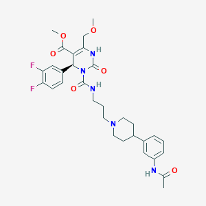 molecular formula C31H37F2N5O6 B1681885 methyl (6S)-1-[3-[4-(3-acetamidophenyl)piperidin-1-yl]propylcarbamoyl]-6-(3,4-difluorophenyl)-4-(methoxymethyl)-2-oxo-3,6-dihydropyrimidine-5-carboxylate CAS No. 387825-78-7