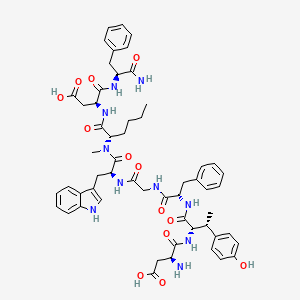 molecular formula C56H68N10O13 B1681889 Aspartyl-beta-methyl-tyrosyl-phenylalanyl-glycyl-tryptophyl-N-methyl-norleucyl-aspartyl-phenylalaninamide CAS No. 137442-16-1