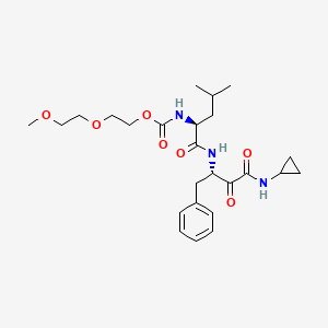 molecular formula C25H37N3O7 B1681895 ((1S)-1-((((1S)-1-Benzyl-3-(cyclopropylamino)-2,3-dioxopropyl)amino)carbonyl)-3-methylbutyl)carbamic acid 5-methoxy-3-oxapentyl ester CAS No. 854402-59-8