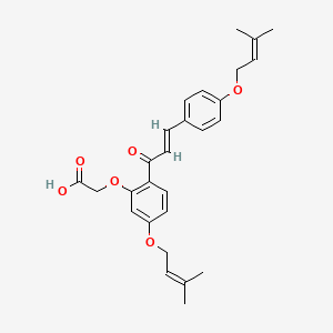 molecular formula C27H30O6 B1681905 2-[5-(3-Methylbut-2-enoxy)-2-[3-[4-(3-methylbut-2-enoxy)phenyl]prop-2-enoyl]phenoxy]acetic acid CAS No. 64506-49-6