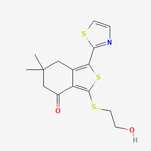 molecular formula C15H17NO2S3 B1681940 3-(2-Hydroxyethylsulfanyl)-6,6-dimethyl-1-(1,3-thiazol-2-yl)-5,7-dihydro-2-benzothiophen-4-one CAS No. 207306-50-1